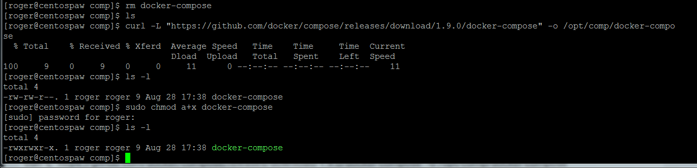 new download of dockercompose